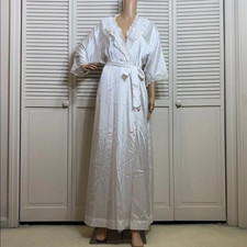 Vintage Christian Dior White Lace Satin 3/4 Quarter Sleeves Robe Large