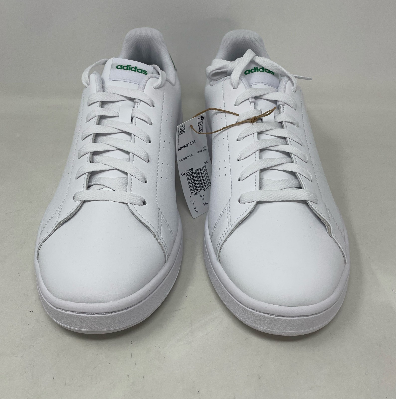 adidas Advantage Cloud White/Green Men’s 10 GZ5300 Classic Court Sneaker
