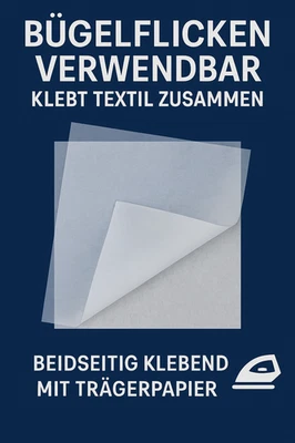 MARKENLOS Textil-Klebefolie beidseitig 25x25cm für Patches, Aufnäher und Bügelflicken DIY