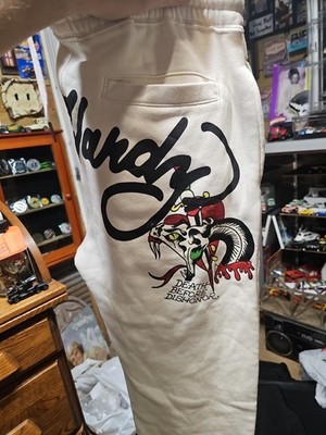 Ed By Ed Hardy Sweatpants Unisex  L Ivory Death Before Dishonor Graphic