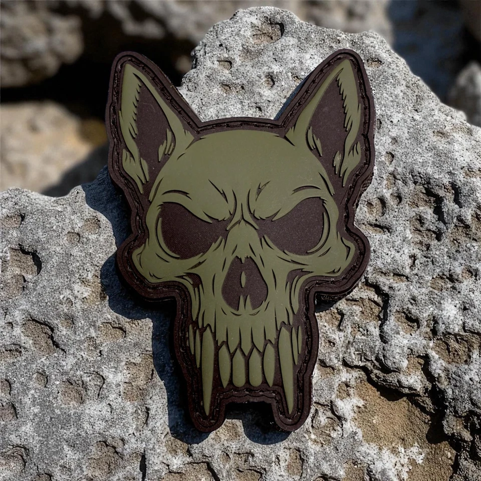 STEVENS TACTICAL SHOP OD Green K9 Skull Morale PVC Patch