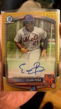 Topps 2025 Bowman Chrome Elian Peña Gold  mojo Refractor Auto /50 Mets BMA-EP