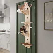 Elk Shape Cat Tree, Door Mounted Cat Climbing Frame, 4-Tier Cat Climbing Frame