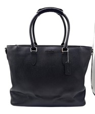 COACH Authentic Black Pebbled Leather Tote Bag Top Zip Business C2842