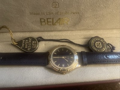 Vintage Belair Watch, Demin & Leather, Heart Shaped Watch Face -new In Box