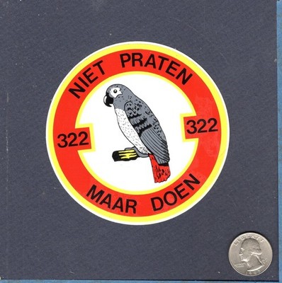 Sticker 322 SQ POLLY GREY Squadron RNLAF F-16 FALCON Netherlands Patch Image