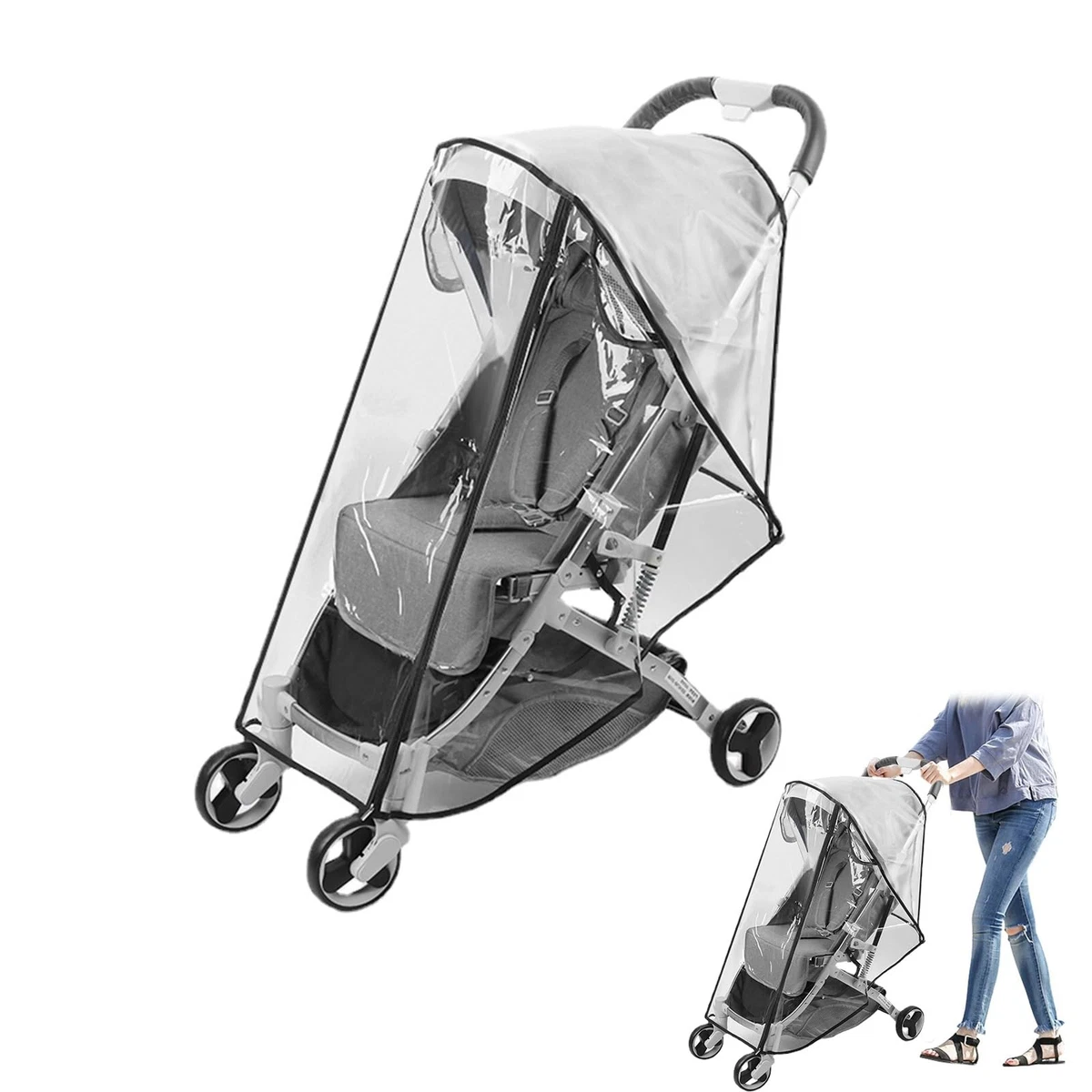 Copertura Universale Per Passeggino Contro Pioggia E Vento – Telo In PVC Trasparente 74x91x110 Cm, Antivento E Antipolvere, Facile Da Piegare