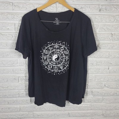 Organic Generation 3X Black Zodiac Cotton Tee Shirt Plus Size Crew Neck T-Shirt