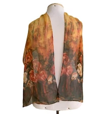 ArtRePro Medici Sheer Silk Scarf - Artistic Floral Print - 60/17 in #A119