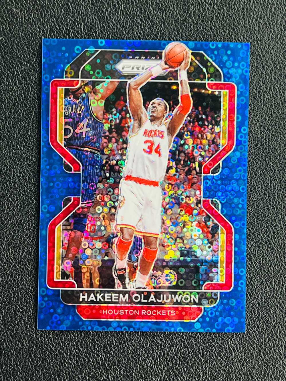 2021-22 Prizm Hakeem Olajuwon Prizms Fast Break Blue Prizm 014/150 Rockets -LUS