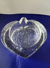 Scandinavian Ice Glass Heart (Apple) Ashtray (Trinket) Vide Poche Bowl VTG 70’s