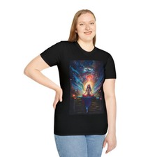 Camiseta unisex cómic traje amarillo inspirador maravilloso de mujer superhéroe niña