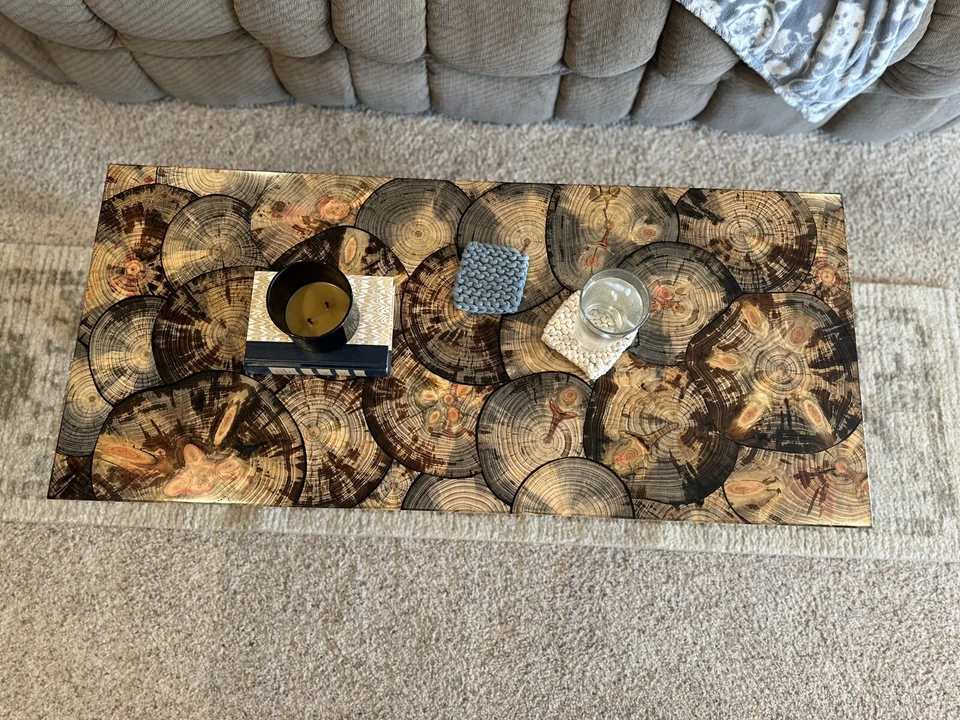 Mesa de centro epoxi de pino desconcertado - Hecha a mano - Casa de campo/granja rústica - ¡HERMOSA! Foto 3 de 4