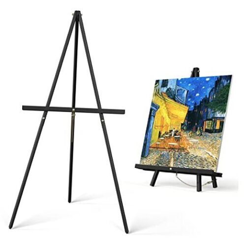 Art Easel Wooden Stand - 63" Tripod Display Artist Wood Easel - Black