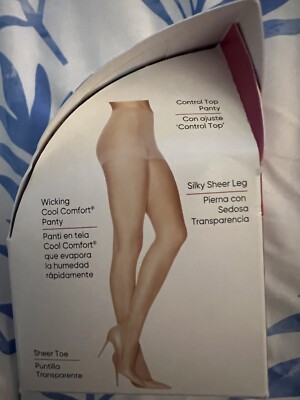 L'eggs Silken Mist Silky Sheer Cool Comfort Control Top Panty Hose Sz Large New