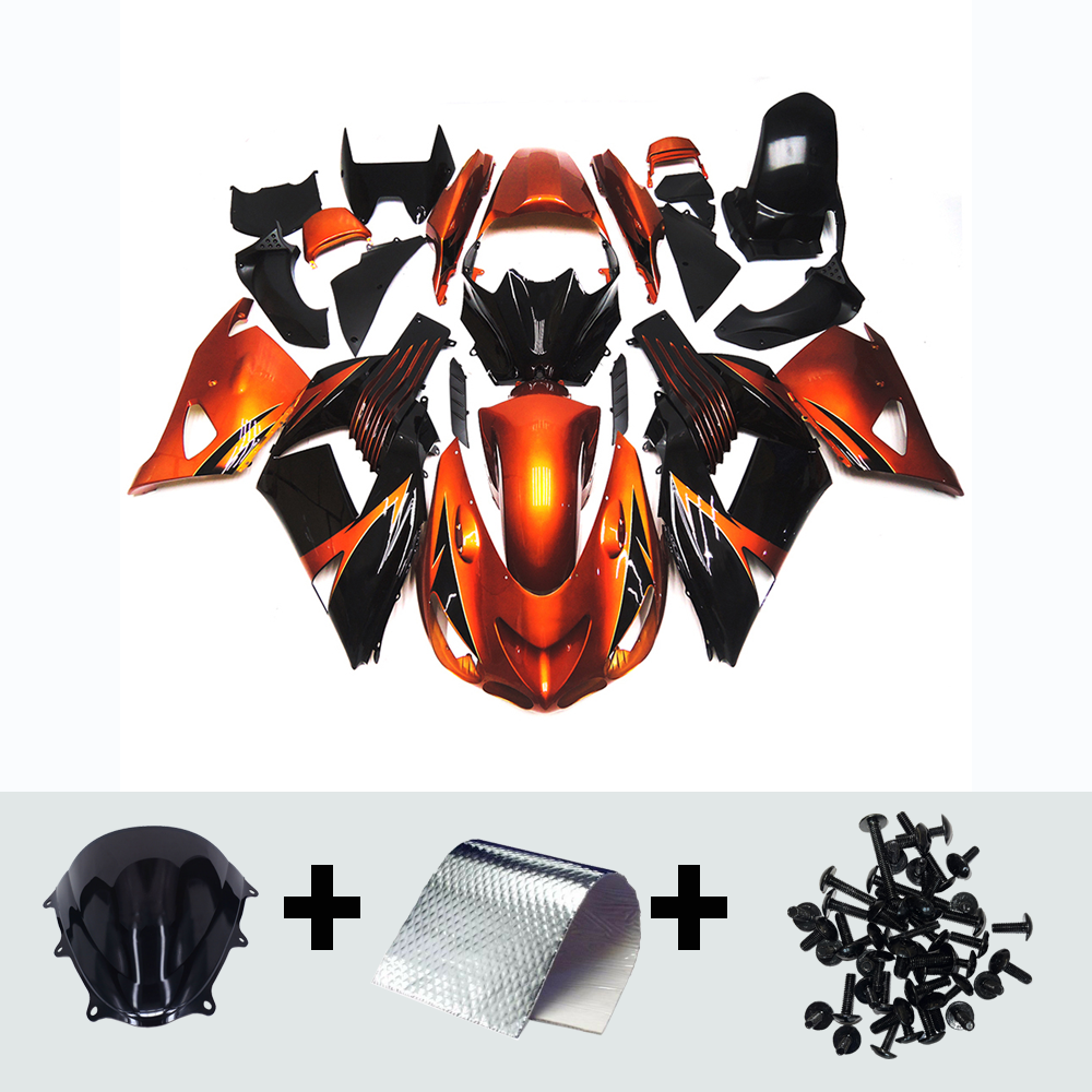 Orange Black Fairing Kit For Kawasaki Ninja ZX14R 2006-2011