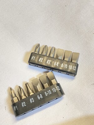 2 Sets Of 6-Pieces Impact Screw Driver Bit Phillips & Slotted Flat Insert Bits