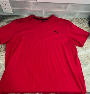 PUMA Sport Lifestyle Mens Red Tee With Logo Dry Cell Size XL Very Soft