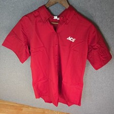 Ace Hardware Short Sleeve Twill Button Down Shirt XL Red Womens Uniform Shirt