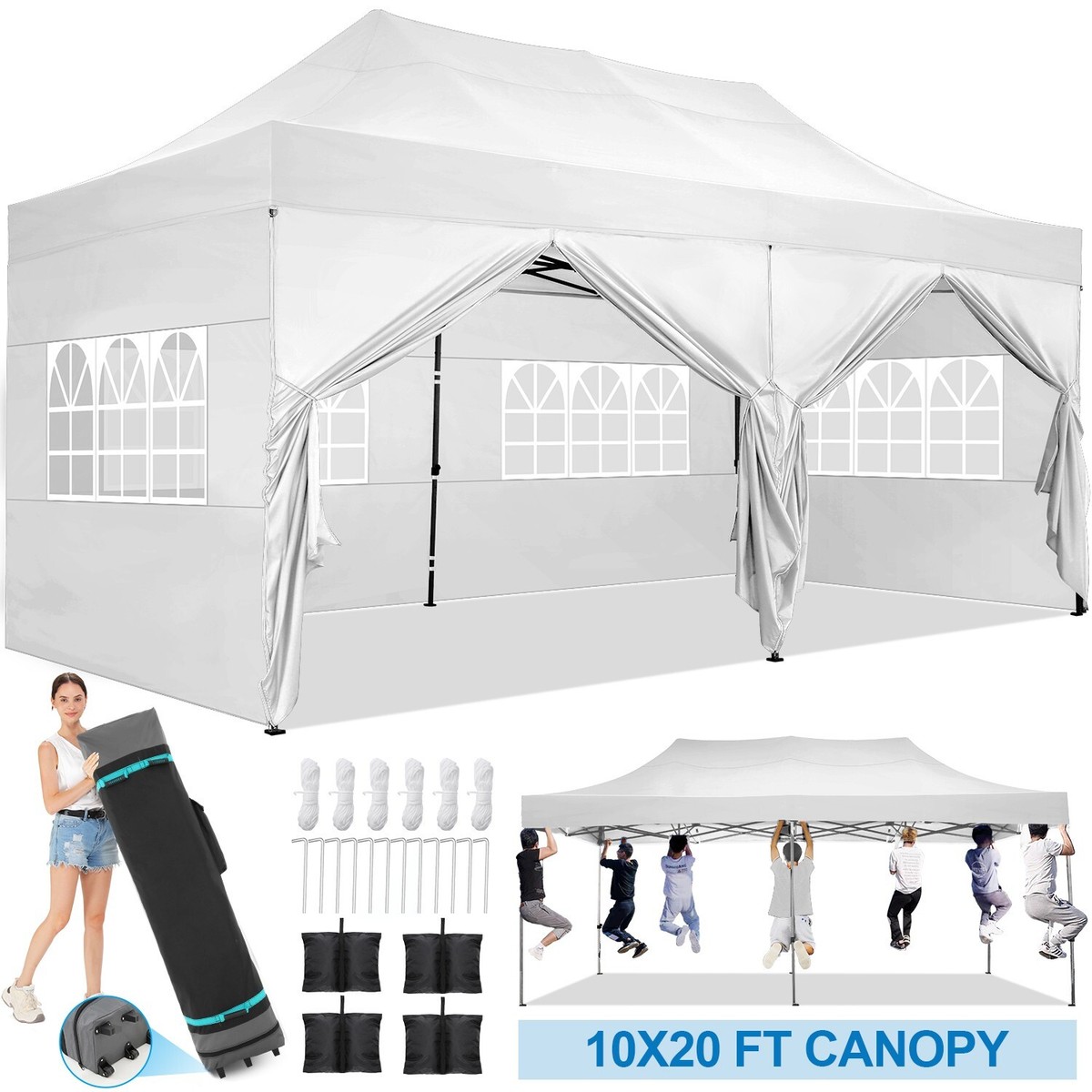 10x20 Pop up Canopy Waterproof Heavy Duty Tent Frame Thickened