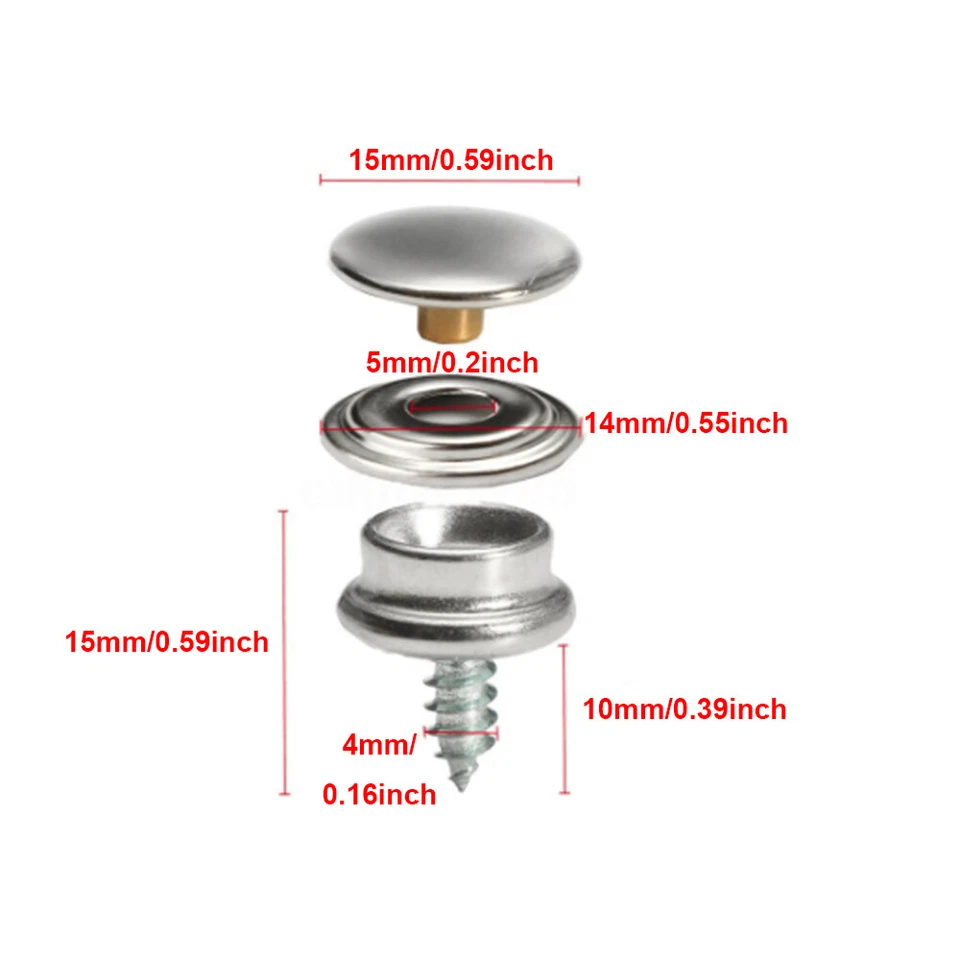 Heavy Duty Snap Fasteners Poppers Press Stud Rivet Sewing Leather Craft Kit Set - Image 3 of 4