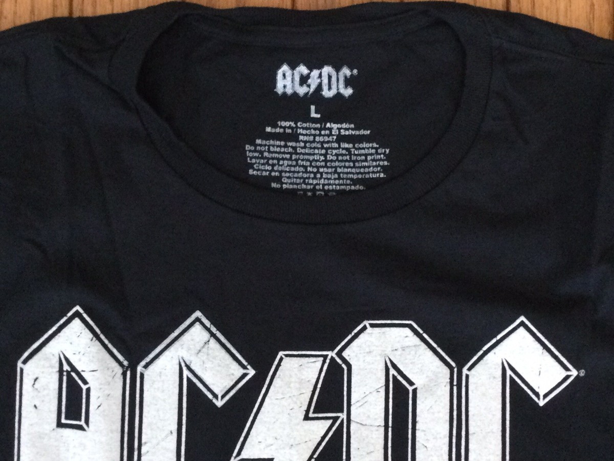 NEW AC/DC Men's Back In Black T-shirt Tee Size Large | eBay
