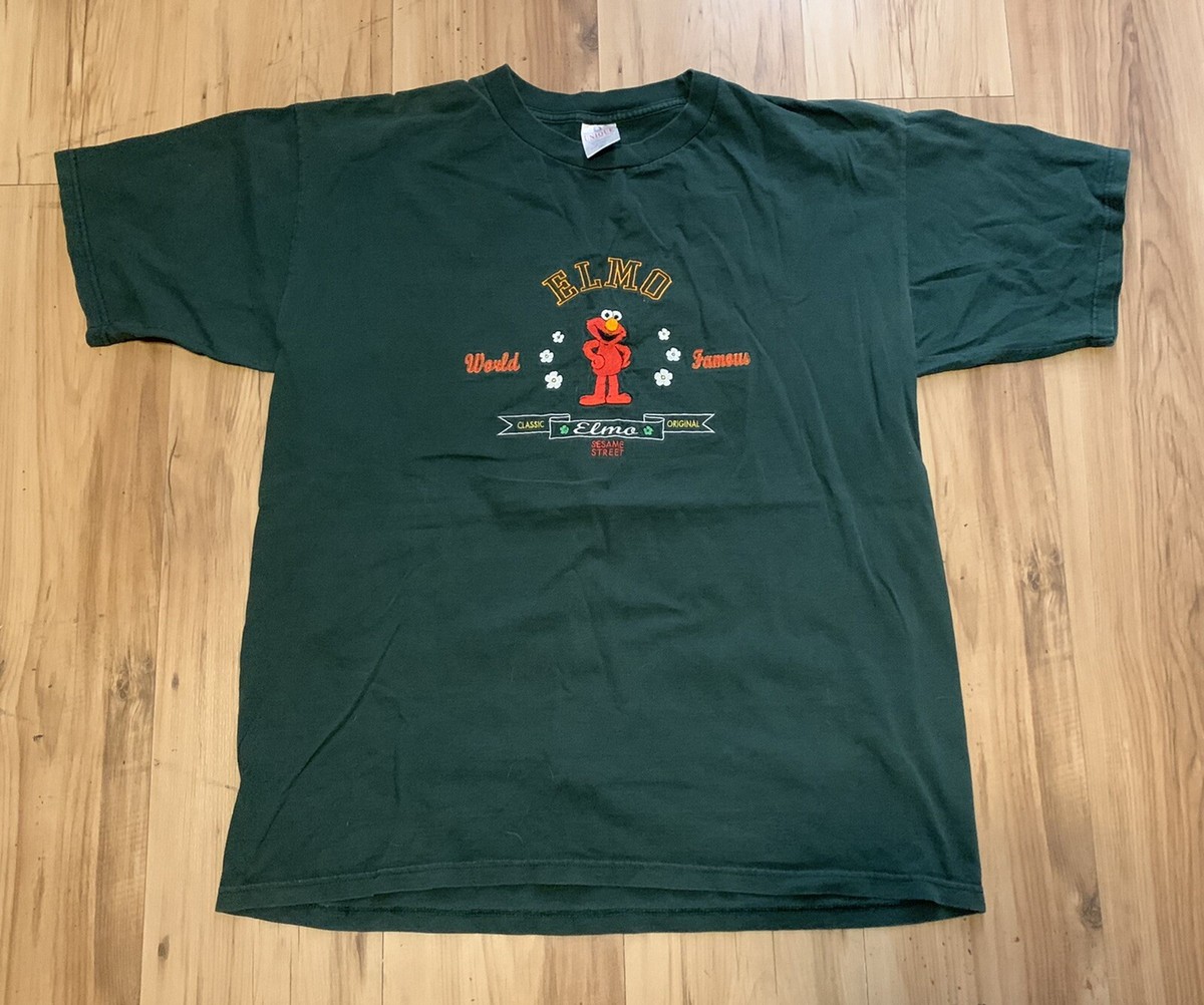90s SESAME STREET ELMO ヴィンテージTシャツ エルモ US Vintage 90s Sesame Street Elmo Embroidered Shirt Mens XL Green | eBay