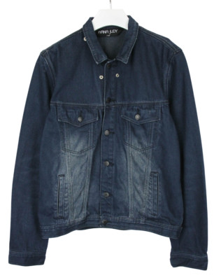 Nana Judy Jacke Herren Groß Trucker Denim Fade Effekt Polohemd Blau