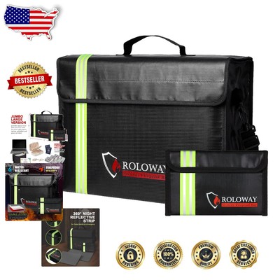 Fireproof Document Bag 17x12x5.8'' - Water Resistant & Secure Storage Solution