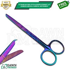 Littauer Suture Stitch Scissor Straight 4.5" Rainbow Medical Surgical German Gr