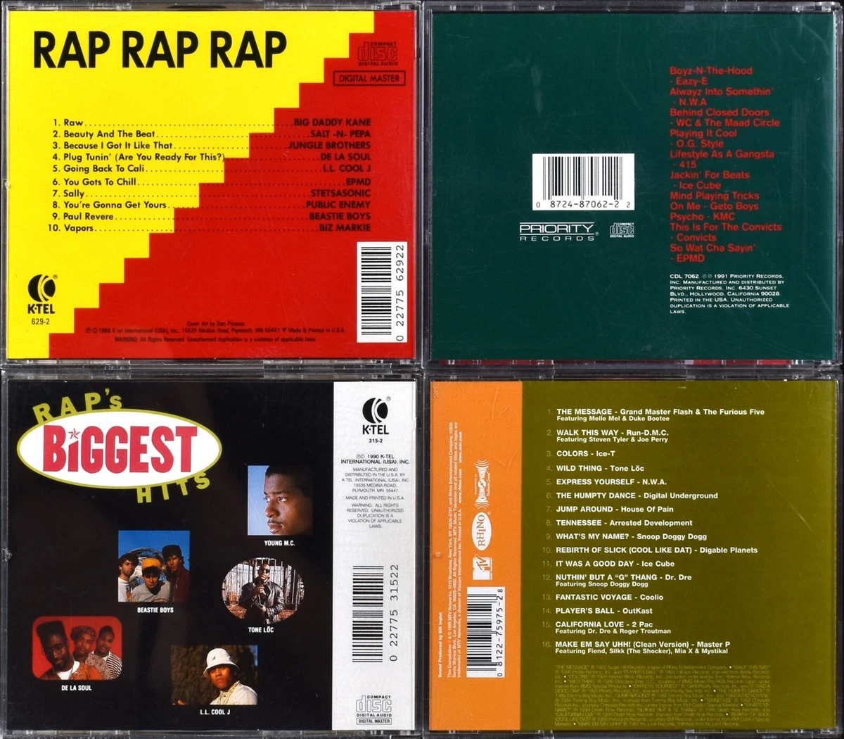 4 CD Lot RAP's Biggest Hits Straight from the Hood RAP Rap