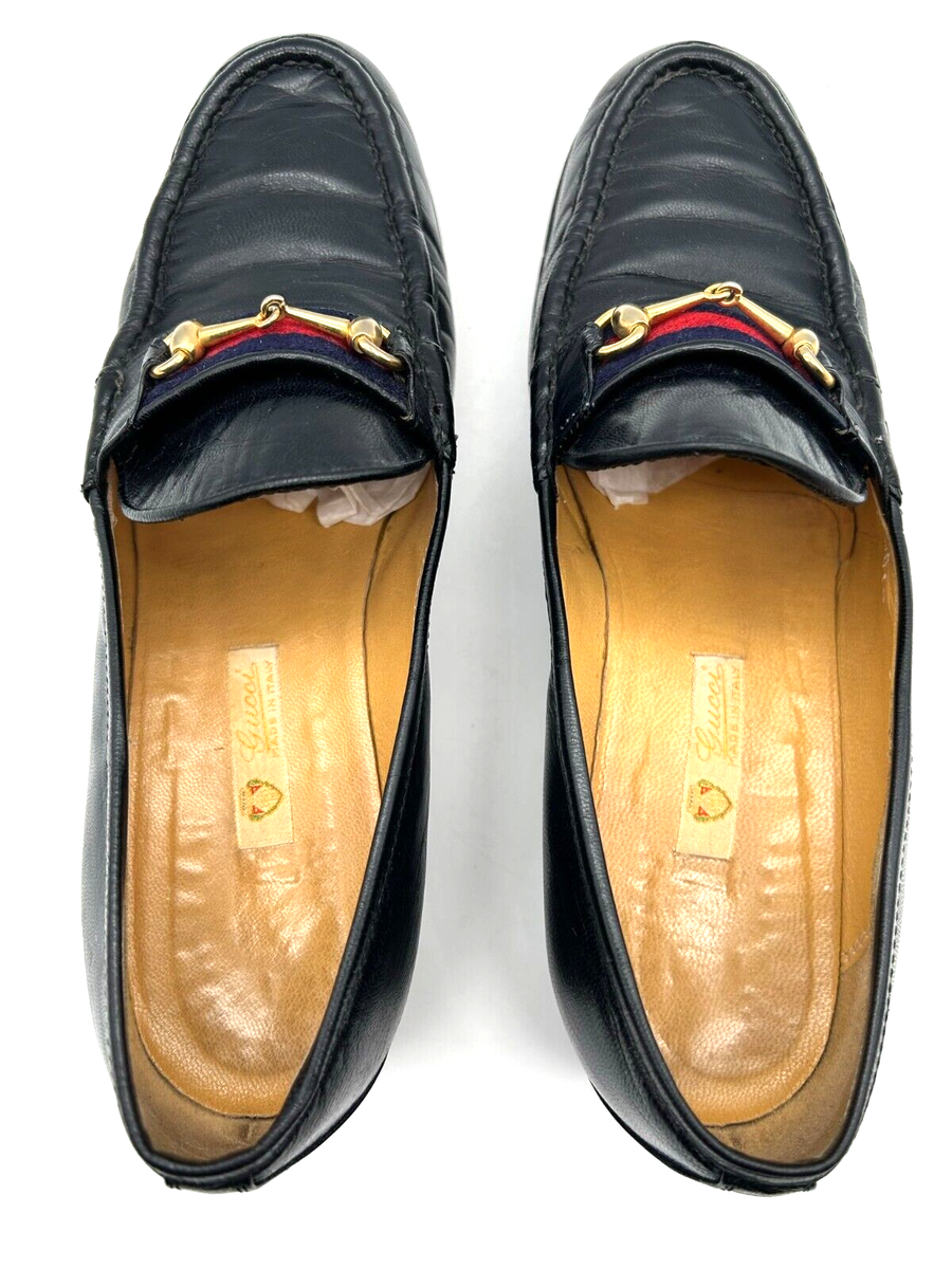 Vintage Gucci Iconic Blue Leather Boston Shoes 110 097 0010 Size 