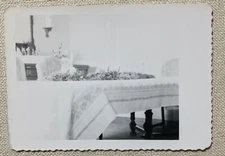 Vtg Photo Floral Dineing Table Setting Scalloped Edge Black & White 3.25" x 4.5"