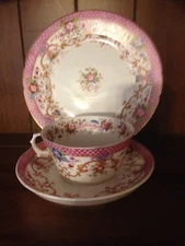 Vintage Floral Cup Saucer Plate Trio