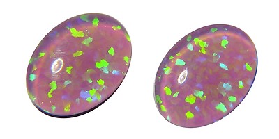 BUTW  Gilson (4)Pink Opal 6x8x2mm oval triplet cabochon gemstone lapidary 4655D