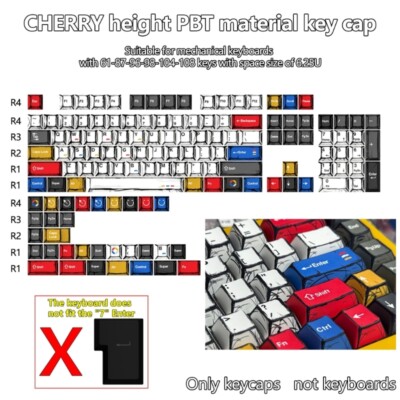 136Key Ergonomic PBT Keycaps with Backlights Support for Keyboards MX Switches