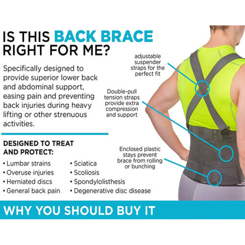 Correa de soporte de cintura lumbar lumbar de elevación pesada con tirantes funciona - Imagen 10 de 16