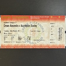 Crewe Alexandra v Accrington Stanley(Npower League 2 2010/11) 22/3/2011 Ticket