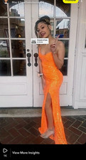 Women s Orange Sequin Maxi Dress Size M Spagh...