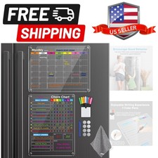 Clear Magnetic Acrylic Dry Erase Calendar for Fridge, Monthly  Weekly/Chore ...