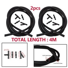 2pcs 2m Car Wiper Fluid Tubing Windshield Washer Hose Rubber Kit W8x Connectors
