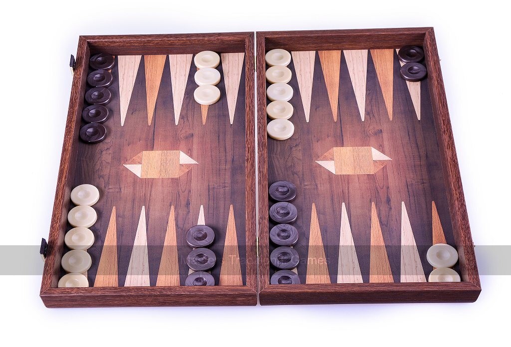 Manopoulos Creative Geometrical Wood Motif 19-inch Backgammon Set (UK)
