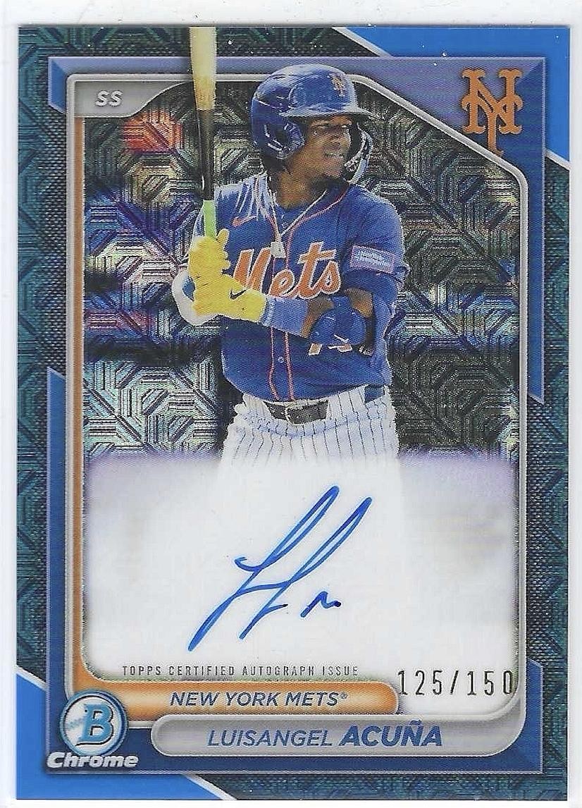 Luisangel Acuna 2024 Bowman Chrome Prospects Blue Mojo On Card Auto /150 #BMA-LA