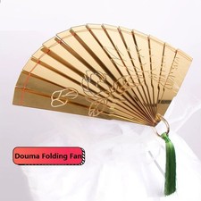 Demon Slayer Douma Golden Lotus Folding Fan With Tassel Anime Cosplay Props Gift