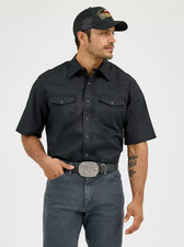 Men's Wrangler  Short Sleeve Solid Western Snap Sport Shirt - Black 71106BK