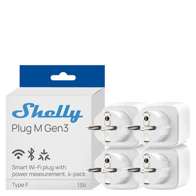 Shelly Plug M Gen3 Weiß - WLAN & Matter Smarte Steckdose, Leistungsmessung, 13A,