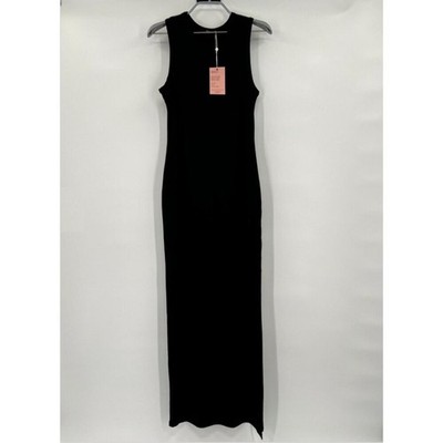 Quince Black Tencel Jersey Tank Maxi Dress size XL NWT Side Slit Sleeveless