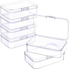 6 Pieces Small Clear Plastic Storage Box,3.3 X 2.1 X 1 Inch  Hinged Lids, Mini