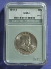 1949-S Ben Franklin Silver Half Dollar MS64 Nearly FBL Key Date