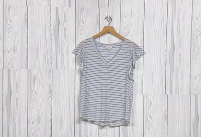 Ella Moss t shirt womens size large short sleeve gray v neck patterned